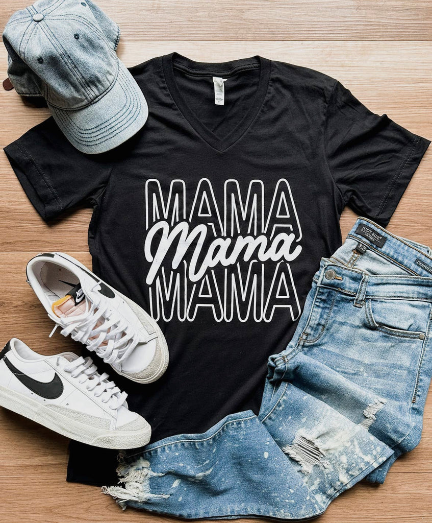 Mama Stacked • V-Neck Graphic Tee