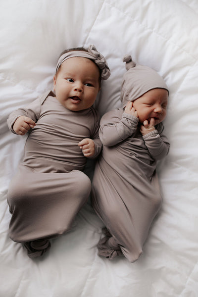 Harbor Mist Neutral Knotted Newborn Baby Gown