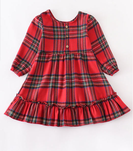 Red/Green Plaid Flannel Dress Jena Bug Baby