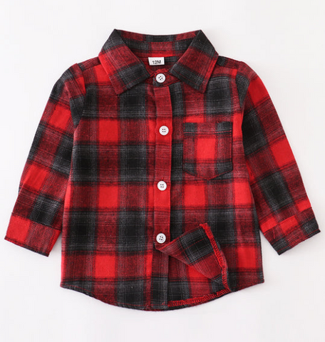 Red/Charcoal Flannel Button Up