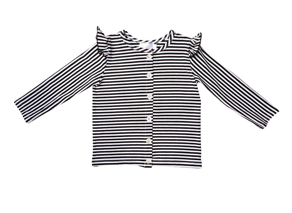 Black & White Stripe Ruffle Cardigan