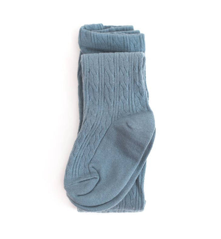 Steel Blue Cable Knit Tights