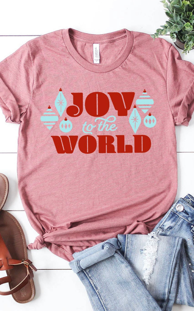 Joy to the World - Heather Mauve - Adult - Christmas - Graphic Tee
