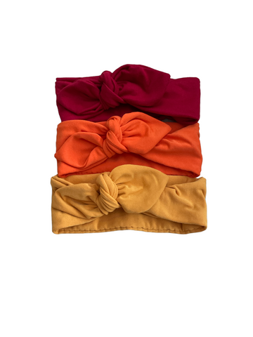 Knot bow headband - Red, Orange, Mustard