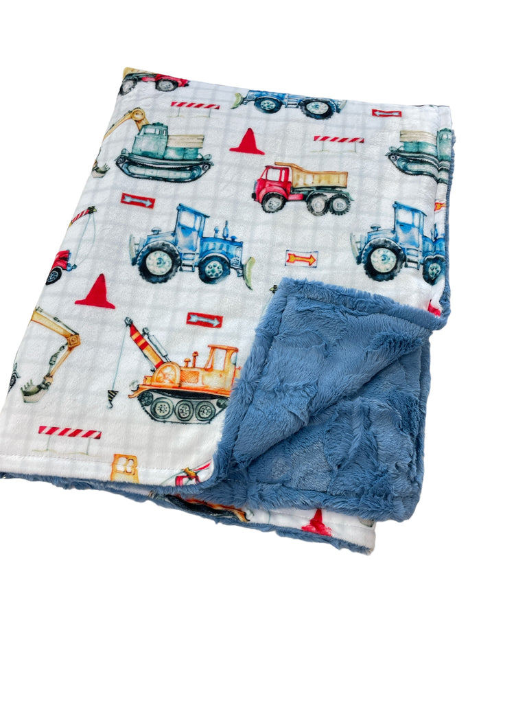 Construction Vehicles • Toddler Sized Minky Blanket