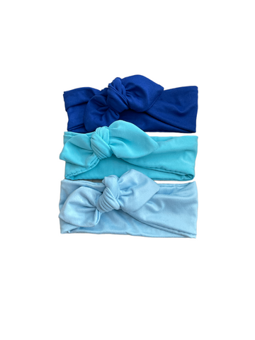 Knot bow headband - blue tones