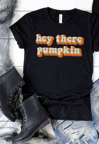 Retro Hey There Pumpkin - Adult Graphic Tee