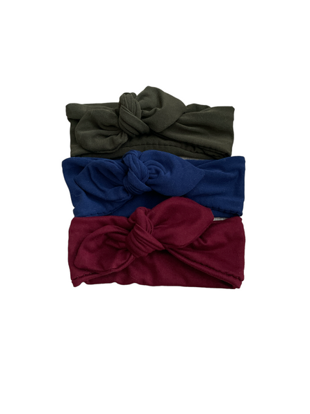 Knot bow headband - Olive, Navy, Cranberry