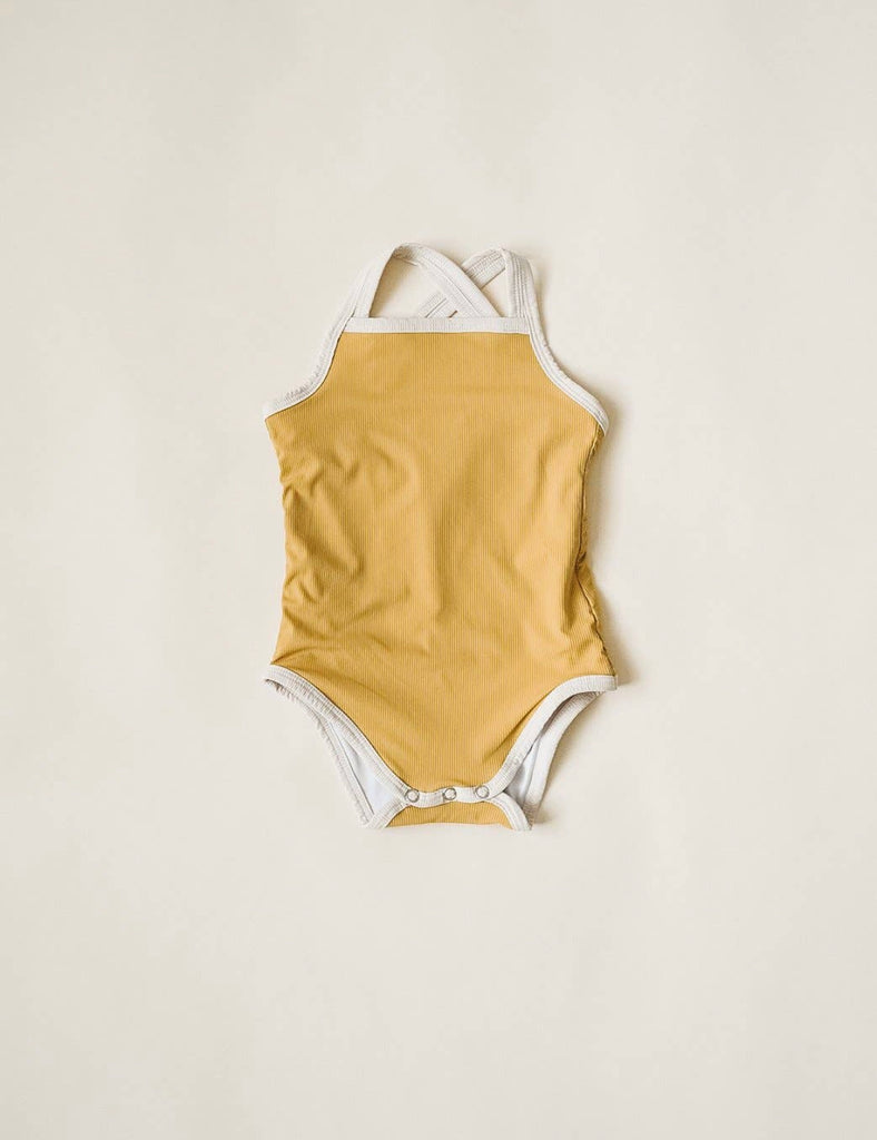 Cross-Back Mustard Swim Suit